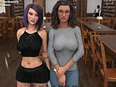 Mature woman takes on a young emo girl in this 3D porn game