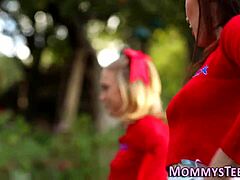 Mature cheerleader gives a lapping in high definition
