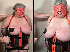 Mature BBW with big tits explores BDSM with submissive partner