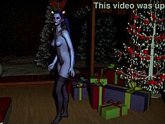 Văduva înflăcărată dansează senzual în dormitor de Crăciun