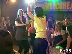Mature girls give blowjobs and get fucked by dark waiter in group sex