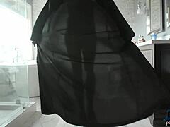 Ana Foxxx, the tall black MILF model, undresses and luxuriates in a warm bath