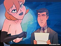 A horny milf kisses a guy in the middle of the night in this naughty cartoon