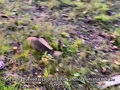 Russische Stiefmutter lehrt ihren Stiefsohn im hausgemachten Video, wie man fischt