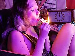 Mature stepsister indulges in smoking fetish