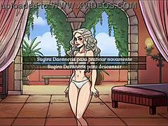 Voyeuristický pohled na striptýz Daenerys Targery v osmé epizodě hry děvek