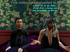 Interraciale orgie met een grote kont en grote tieten in een Sims 4-parodie