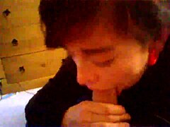 Teen Emo girl Emma gives a deepthroat blowjob